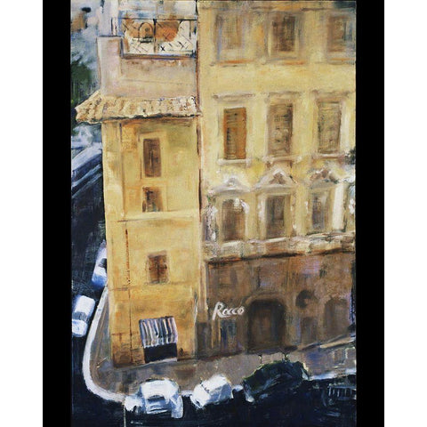 Italian Street Corner Black Modern Wood Framed Art Print with Double Matting by Marie, Susanne