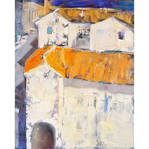 Village Rooftops Gold Ornate Wood Framed Art Print with Double Matting by Marie, Susanne