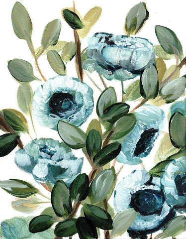 Farmhouse Blue Bush III Black Ornate Wood Framed Art Print with Double Matting by Chapman, Marcy