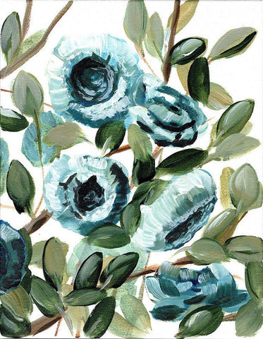 Farmhouse Blue Bush IV White Modern Wood Framed Art Print with Double Matting by Chapman, Marcy