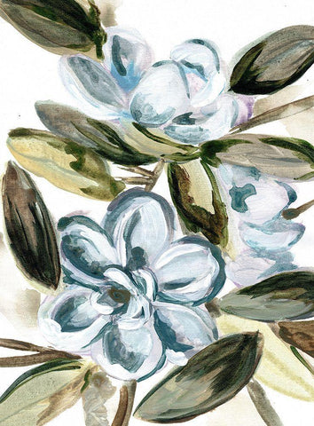 Blue Garden Black Ornate Wood Framed Art Print with Double Matting by Chapman, Marcy