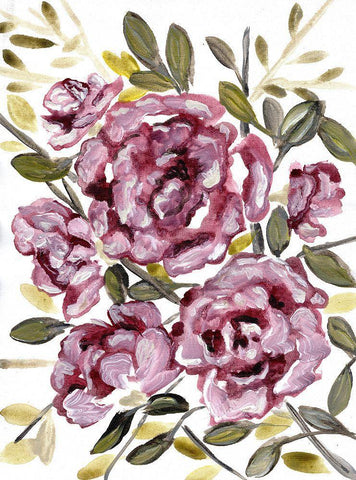 Gentle Roses Black Ornate Wood Framed Art Print with Double Matting by Chapman, Marcy
