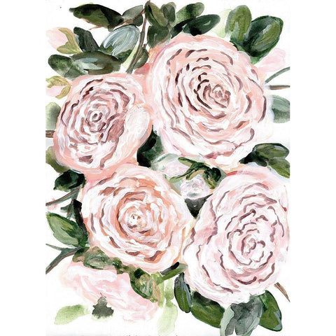 Gentle Roses Pink Black Modern Wood Framed Art Print with Double Matting by Chapman, Marcy