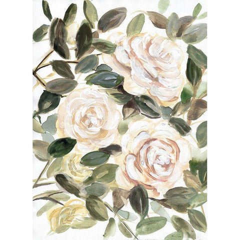 Gentle Roses Yellow I Gold Ornate Wood Framed Art Print with Double Matting by Chapman, Marcy