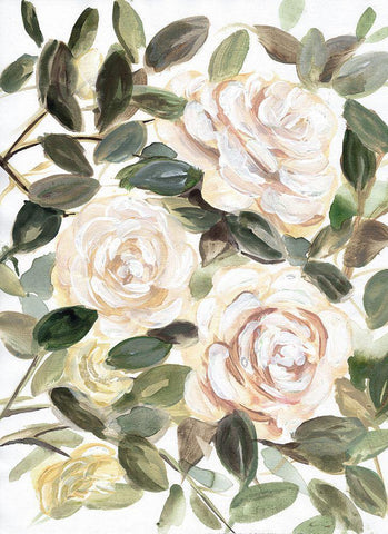 Gentle Roses Yellow I White Modern Wood Framed Art Print with Double Matting by Chapman, Marcy