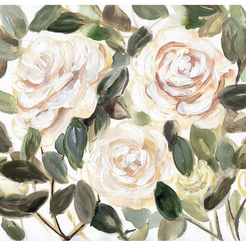 Gentle Roses Yellow II Black Modern Wood Framed Art Print with Double Matting by Chapman, Marcy