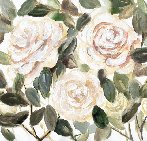 Gentle Roses Yellow II White Modern Wood Framed Art Print with Double Matting by Chapman, Marcy