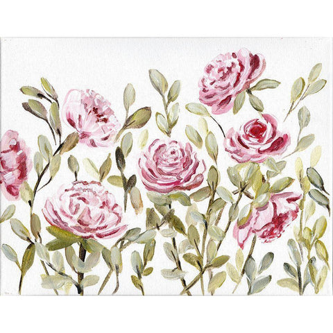 Gentle Rosegarden Pink White Modern Wood Framed Art Print by Chapman, Marcy