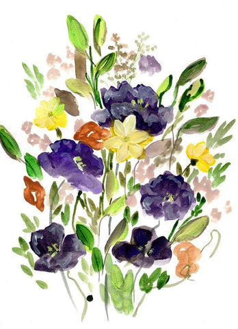 Purple Spring Bunch I Black Ornate Wood Framed Art Print with Double Matting by Chapman, Marcy