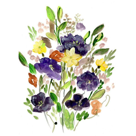 Purple Spring Bunch I Black Modern Wood Framed Art Print by Chapman, Marcy