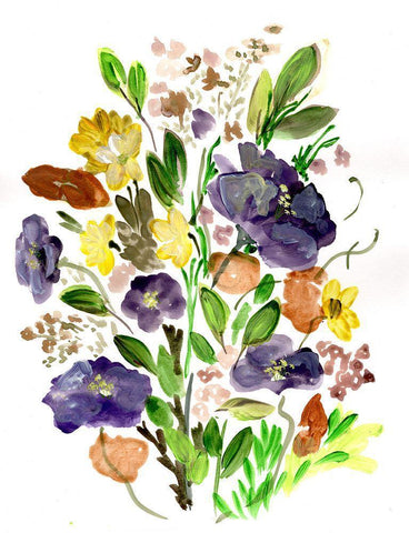 Purple Spring Bunch II White Modern Wood Framed Art Print with Double Matting by Chapman, Marcy
