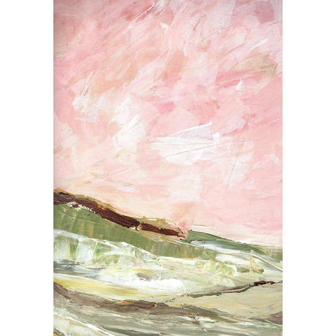 Green and Pink Hills I Black Modern Wood Framed Art Print with Double Matting by Chapman, Marcy