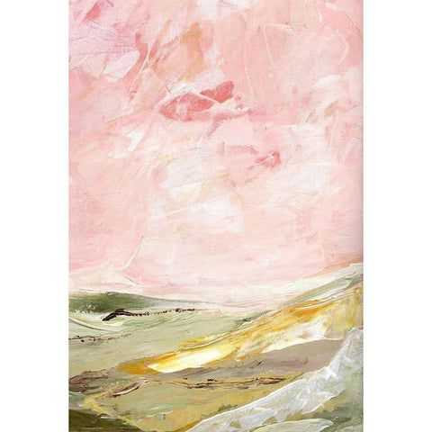 Green and Pink Hills II Black Modern Wood Framed Art Print with Double Matting by Chapman, Marcy