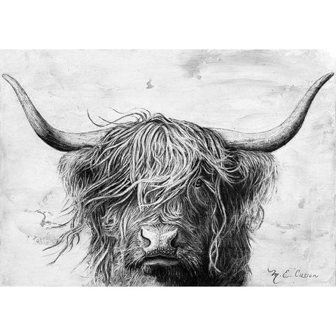 Highland in the Wind II Gold Ornate Wood Framed Art Print with Double Matting by Cusson, Marie Elaine