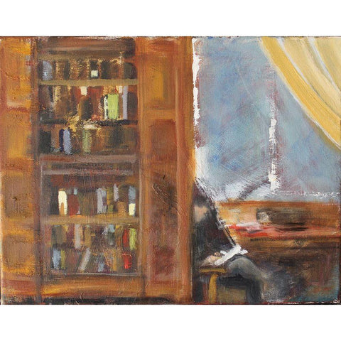 Reading Corner Black Modern Wood Framed Art Print with Double Matting by Marie, Susanne