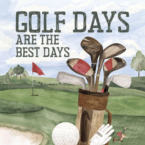 Golf Days neutral II-Best Days White Modern Wood Framed Art Print by Reed, Tara