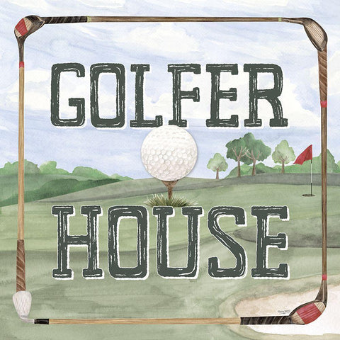 Golf Days neutral IV-Golfer House White Modern Wood Framed Art Print with Double Matting by Reed, Tara