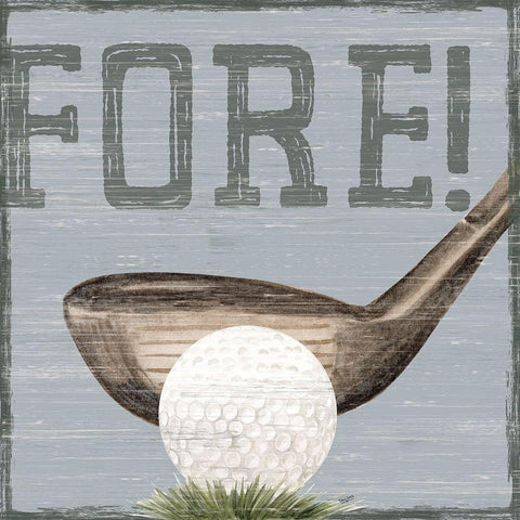 Golf Days neutral V-Fore! White Modern Wood Framed Art Print with Double Matting by Reed, Tara