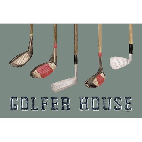 Golf Days neutral landscape II-Golfer House Black Modern Wood Framed Art Print with Double Matting by Reed, Tara