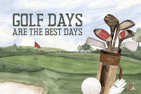 Golf Days neutral landscape IV-Best Days Black Ornate Wood Framed Art Print with Double Matting by Reed, Tara