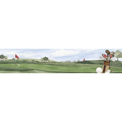 Golf Days neutral panel I Black Modern Wood Framed Art Print with Double Matting by Reed, Tara