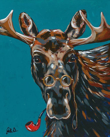 Spy Animals II-Mystery Moose Black Ornate Wood Framed Art Print with Double Matting by Augustine, Jodi