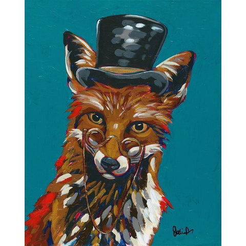 Spy Animals IV-Sly Fox Black Modern Wood Framed Art Print with Double Matting by Augustine, Jodi