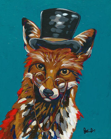 Spy Animals IV-Sly Fox White Modern Wood Framed Art Print with Double Matting by Augustine, Jodi