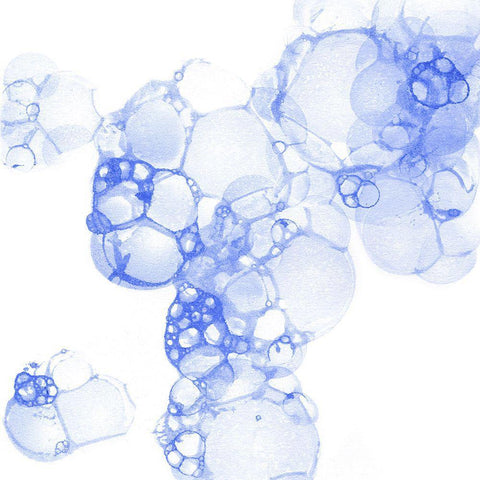 Bubble Square blue I White Modern Wood Framed Art Print with Double Matting by Wilson, Kelsey