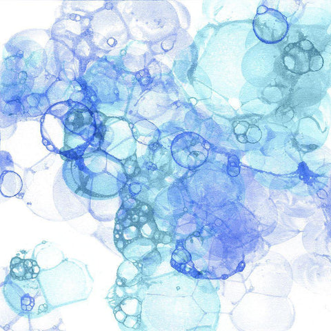 Bubble Square aqua And blue I Gold Ornate Wood Framed Art Print with Double Matting by Wilson, Kelsey