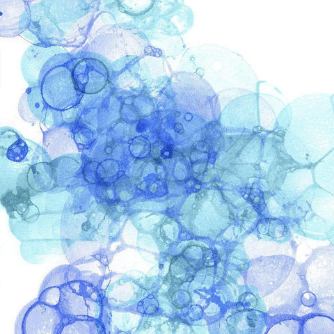Bubble Square aqua And blue III Black Modern Wood Framed Art Print by Wilson, Kelsey