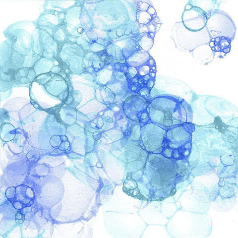 Bubble Square aqua And blue IV Gold Ornate Wood Framed Art Print with Double Matting by Wilson, Kelsey