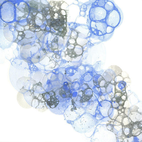 Bubble Square blue And grey II Black Ornate Wood Framed Art Print with Double Matting by Wilson, Kelsey