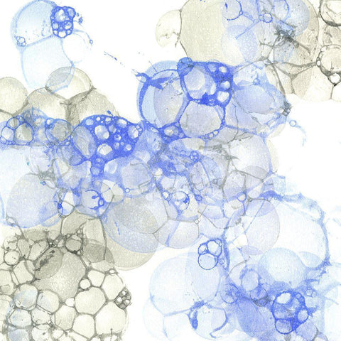 Bubble Square blue And grey IV Black Modern Wood Framed Art Print with Double Matting by Wilson, Kelsey