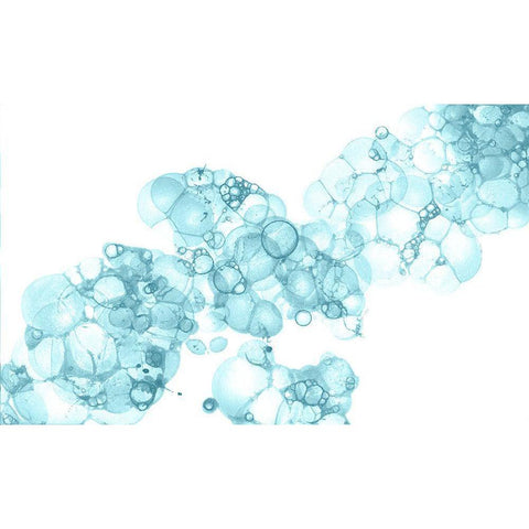 Bubblescape aqua I White Modern Wood Framed Art Print by Wilson, Kelsey