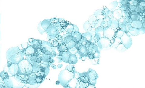 Bubblescape aqua I White Modern Wood Framed Art Print with Double Matting by Wilson, Kelsey