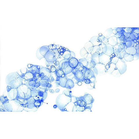 Bubblescape blue I White Modern Wood Framed Art Print by Wilson, Kelsey