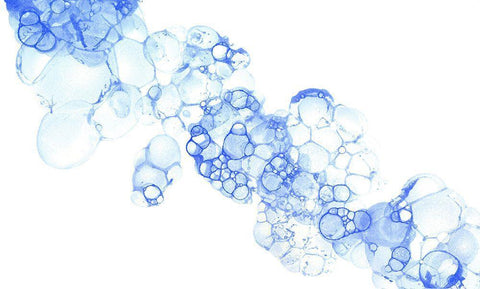Bubblescape blue II White Modern Wood Framed Art Print with Double Matting by Wilson, Kelsey