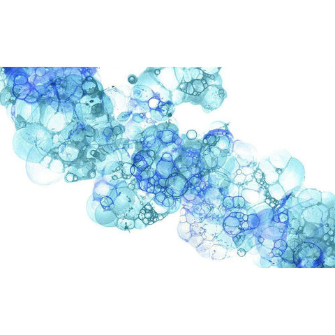 Bubblescape aqua And blue I Black Modern Wood Framed Art Print with Double Matting by Wilson, Kelsey