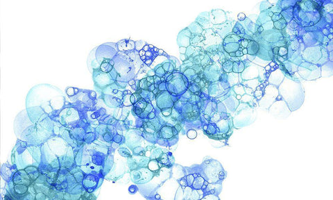Bubblescape aqua And blue II Black Ornate Wood Framed Art Print with Double Matting by Wilson, Kelsey