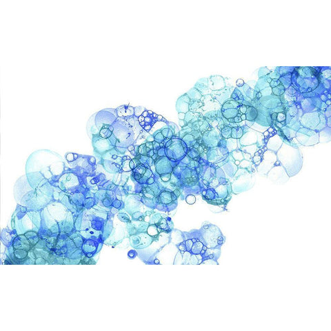 Bubblescape aqua And blue II Black Modern Wood Framed Art Print with Double Matting by Wilson, Kelsey
