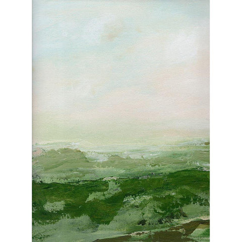Soft Green Hills Black Modern Wood Framed Art Print with Double Matting by Chapman, Marcy