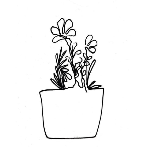 Hand Sketch Flowerpot I White Modern Wood Framed Art Print by Chapman, Marcy