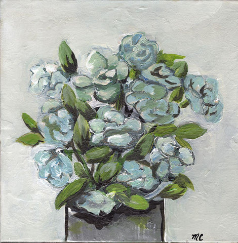 Fading Blue Black Ornate Wood Framed Art Print with Double Matting by Chapman, Marcy