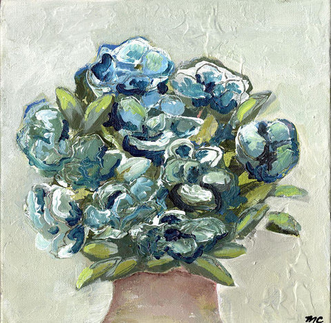 Vase of Blues Black Ornate Wood Framed Art Print with Double Matting by Chapman, Marcy