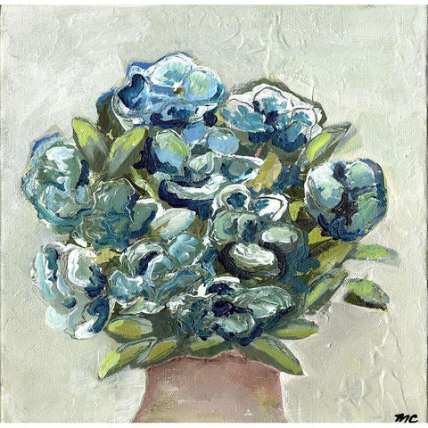 Vase of Blues Black Modern Wood Framed Art Print by Chapman, Marcy