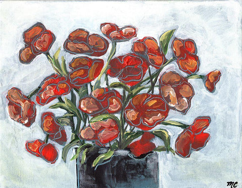 Handpicked Poppies Black Ornate Wood Framed Art Print with Double Matting by Chapman, Marcy
