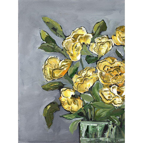 Yellow Farmhouse Bouquet portrait I White Modern Wood Framed Art Print by Chapman, Marcy