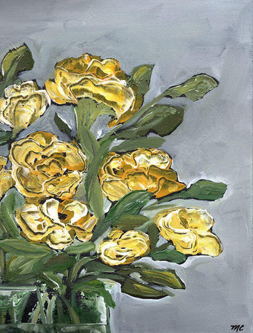 Yellow Farmhouse Bouquet portrait II Black Ornate Wood Framed Art Print with Double Matting by Chapman, Marcy