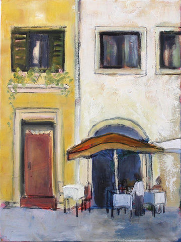 Al Fresco White Modern Wood Framed Art Print with Double Matting by Marie, Susanne